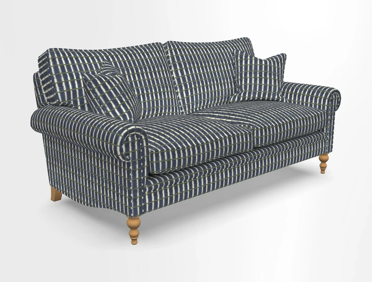 Aldingbourne 3 seater sofa in Grain Sack Stripe Linen Red