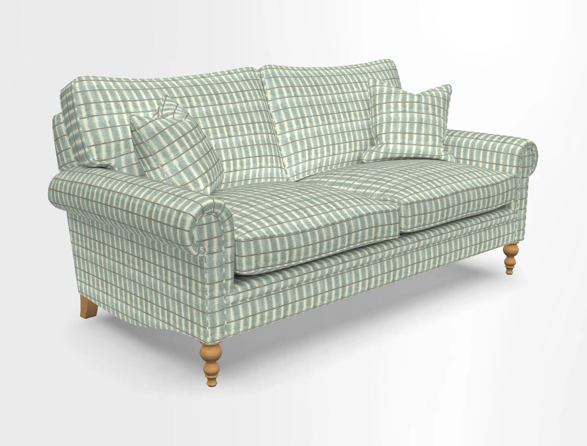 Aldingbourne 3 seater sofa in Grain Sack Stripe Linen Red