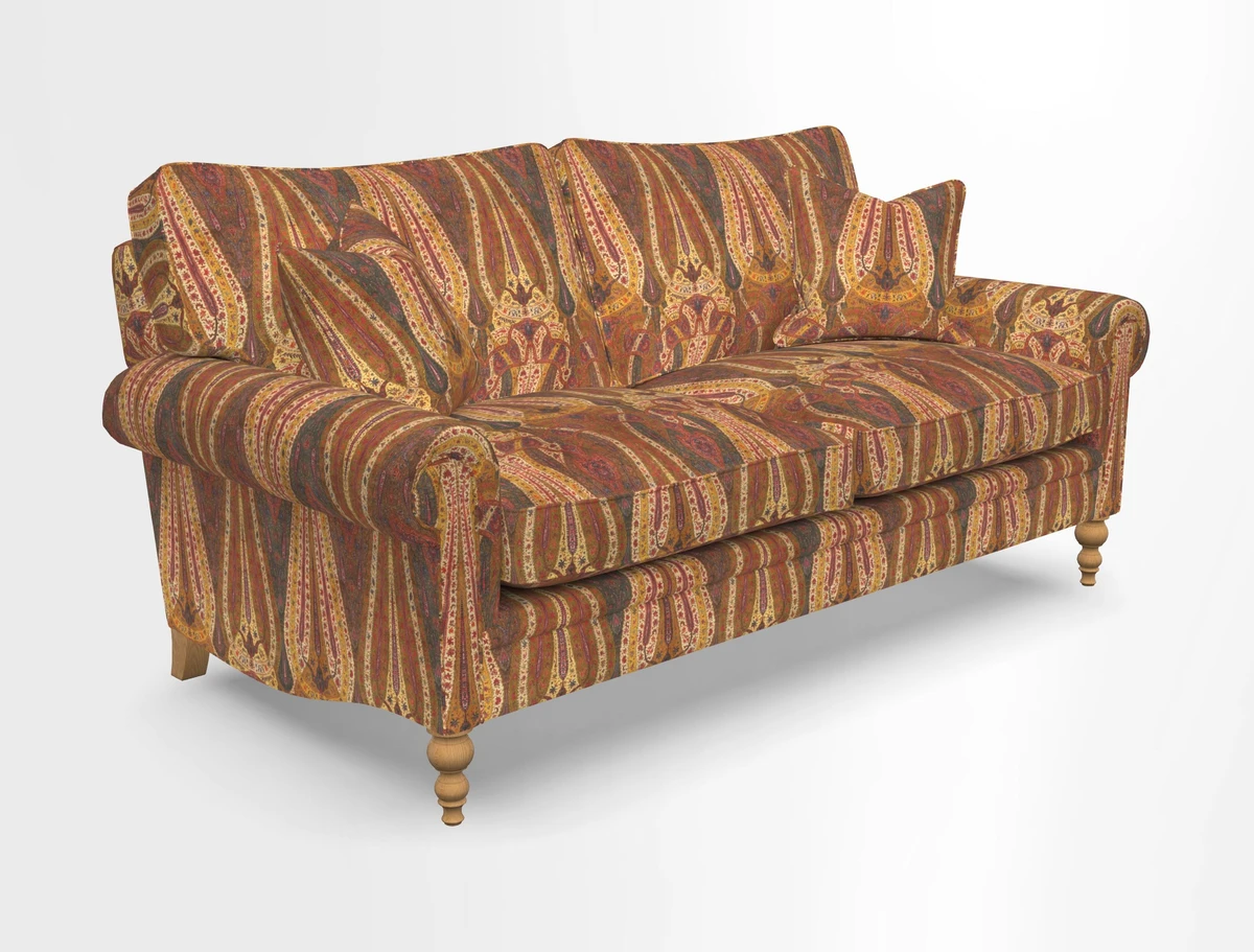 Aldingbourne 3 seater sofa in Grain Sack Stripe Linen Red