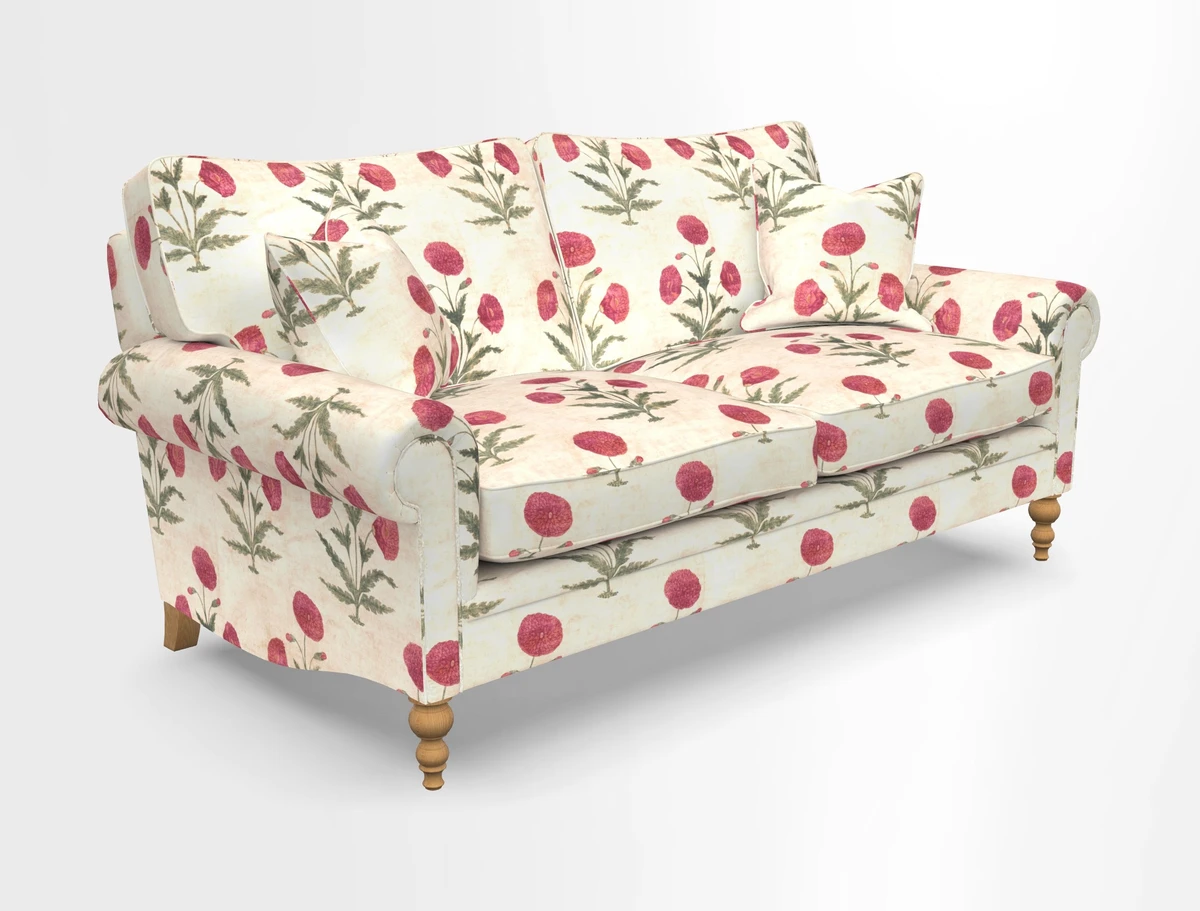 Aldingbourne 3 seater sofa in Grain Sack Stripe Linen Red