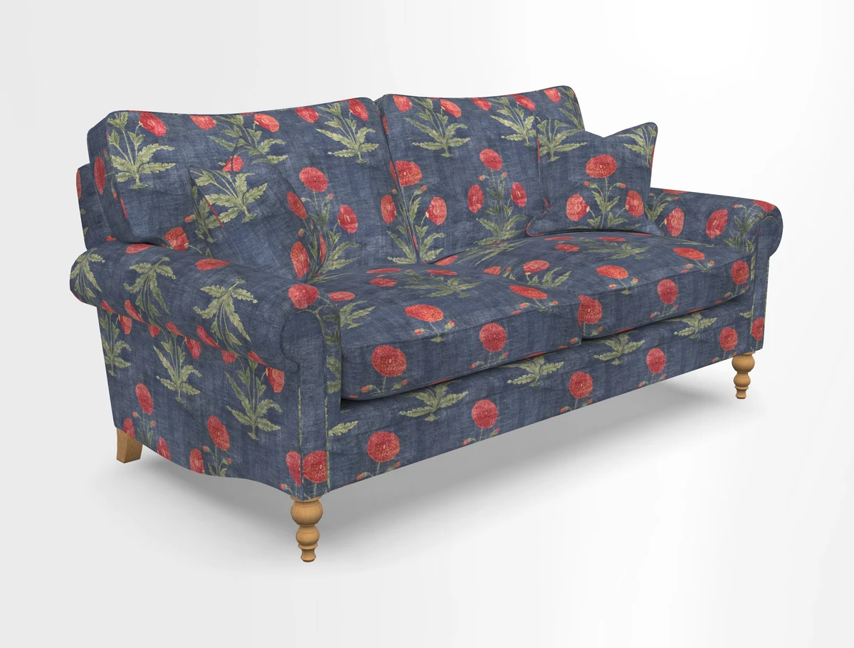 Aldingbourne 3 seater sofa in Grain Sack Stripe Linen Red