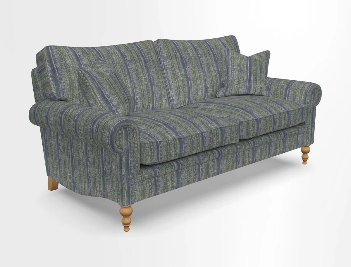 Aldingbourne 3 seater sofa in Grain Sack Stripe Linen Red