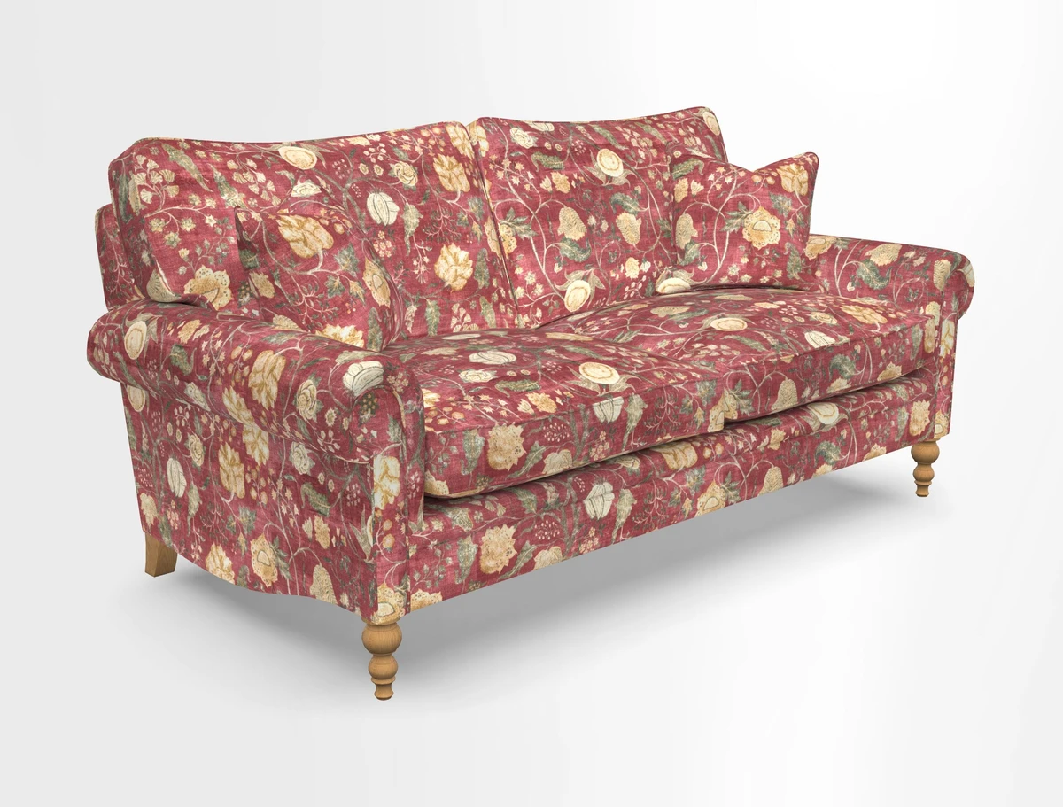 Aldingbourne 3 seater sofa in Grain Sack Stripe Linen Red
