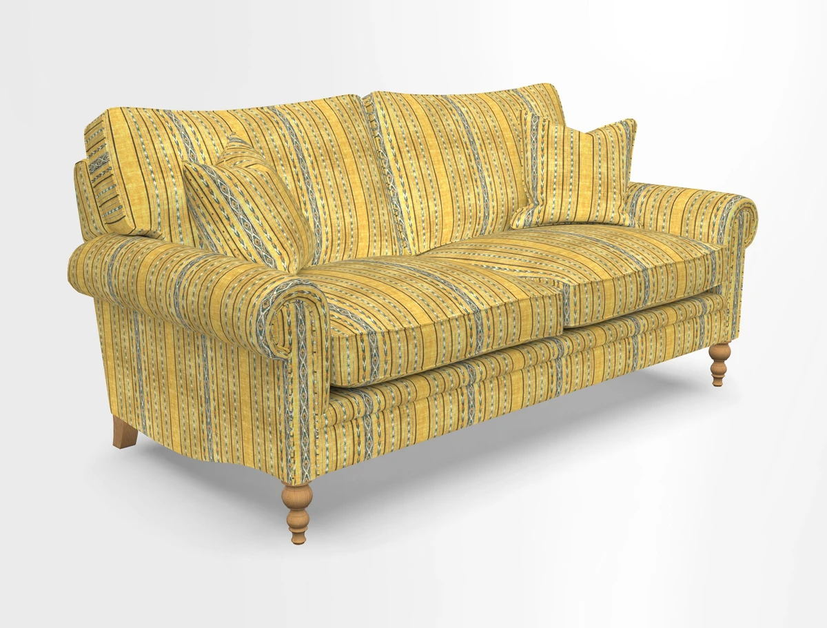 Aldingbourne 3 seater sofa in Grain Sack Stripe Linen Red