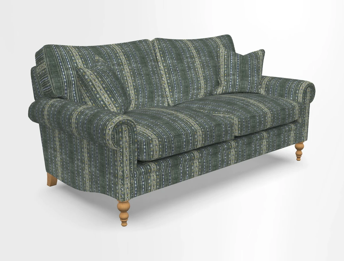 Aldingbourne 3 seater sofa in Grain Sack Stripe Linen Red