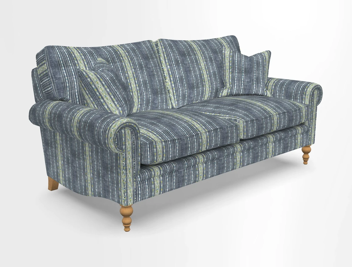 Aldingbourne 3 seater sofa in Grain Sack Stripe Linen Red
