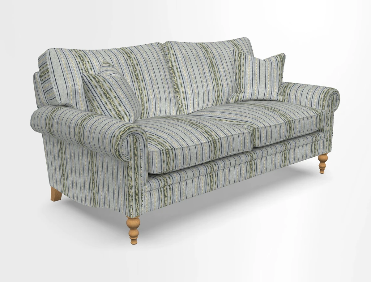 Aldingbourne 3 seater sofa in Grain Sack Stripe Linen Red