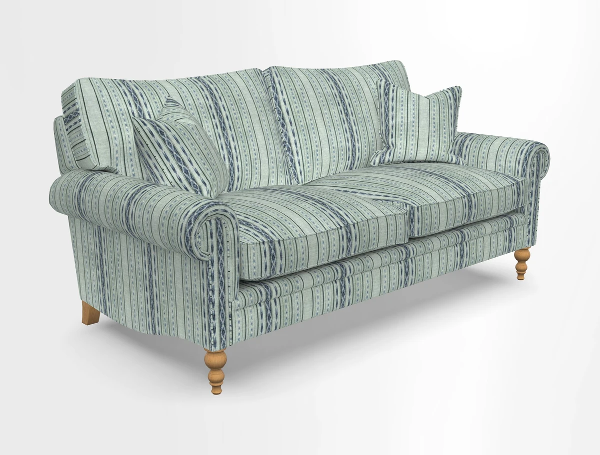 Aldingbourne 3 seater sofa in Grain Sack Stripe Linen Red