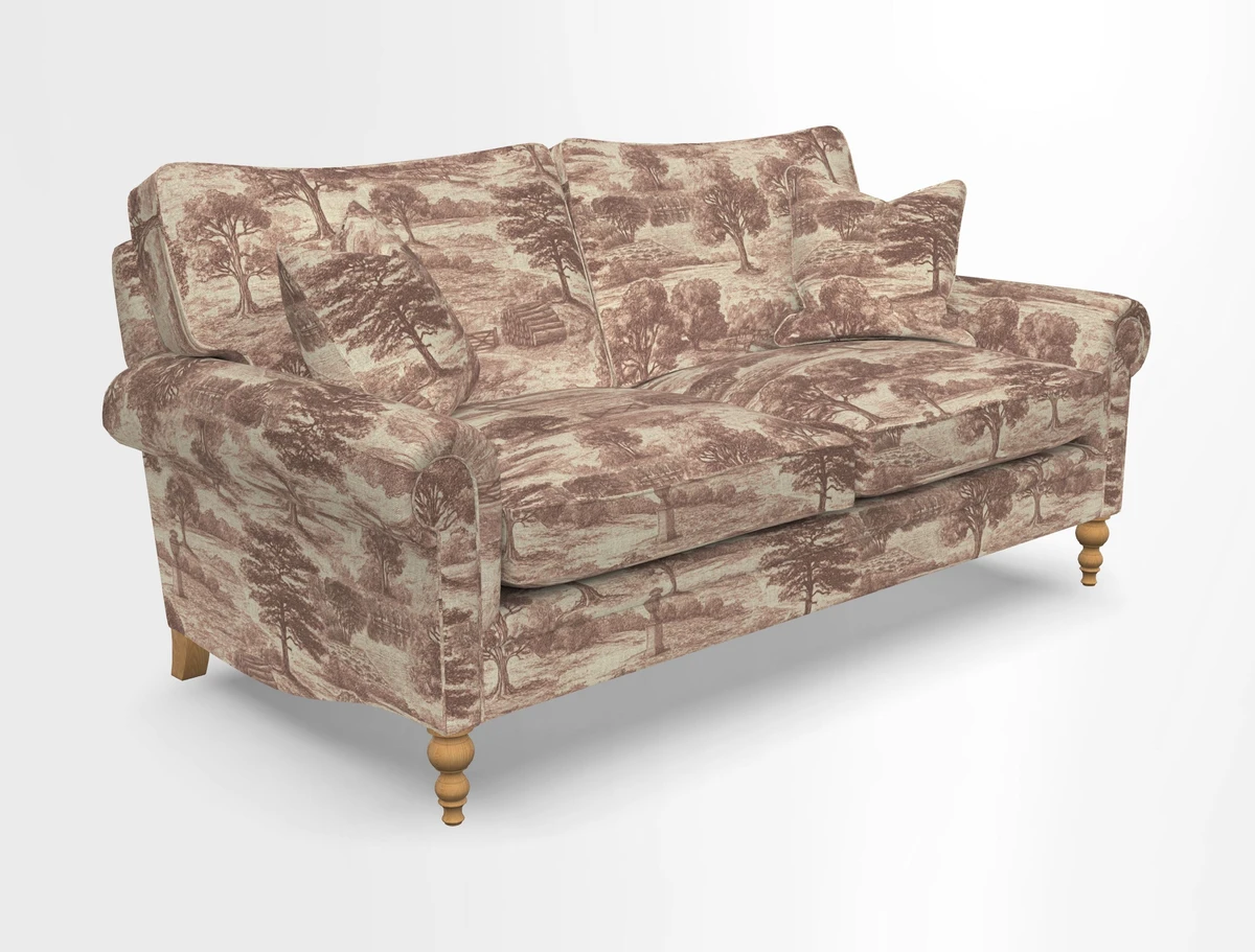Aldingbourne 3 seater sofa in Grain Sack Stripe Linen Red