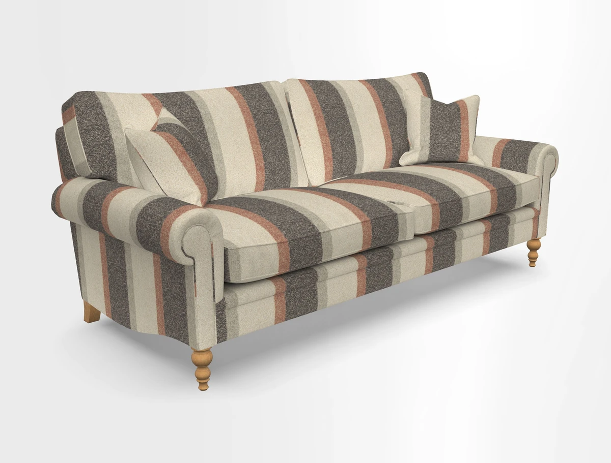 Aldingbourne 3 seater sofa in Grain Sack Stripe Linen Red