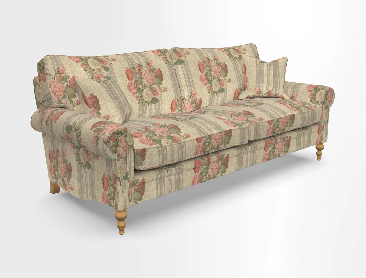 Aldingbourne 3 seater sofa in Grain Sack Stripe Linen Red