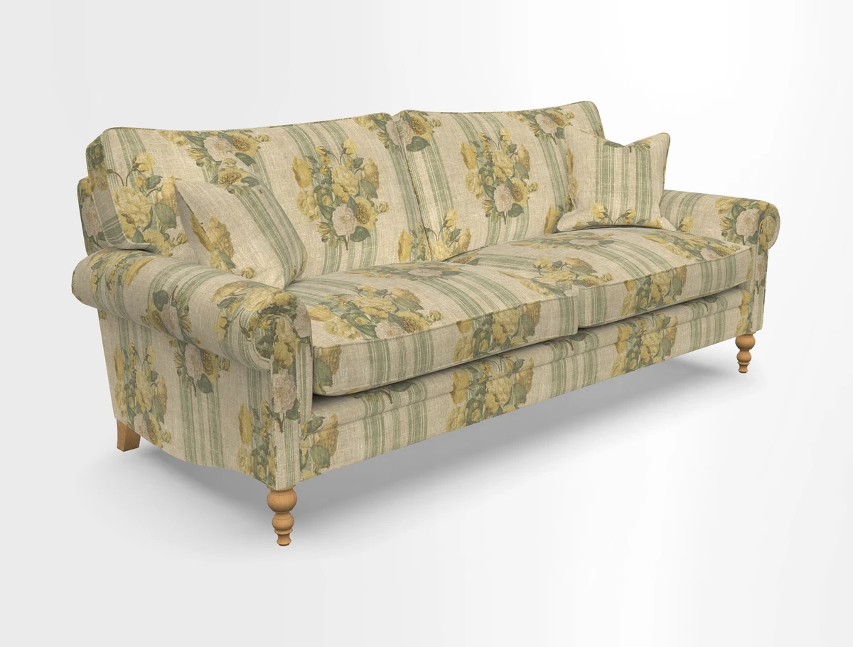 Aldingbourne 3 seater sofa in Grain Sack Stripe Linen Red