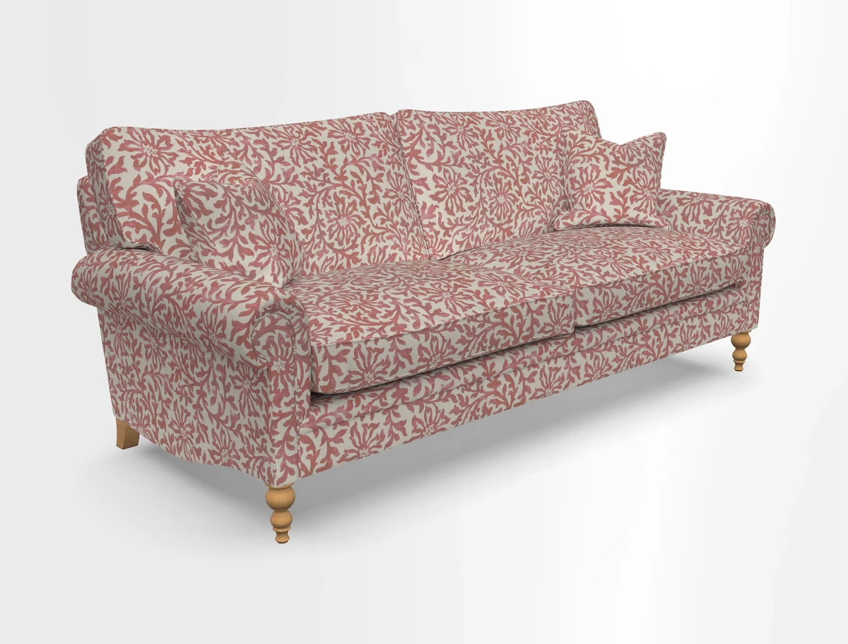 Aldingbourne 3 seater sofa in Grain Sack Stripe Linen Red