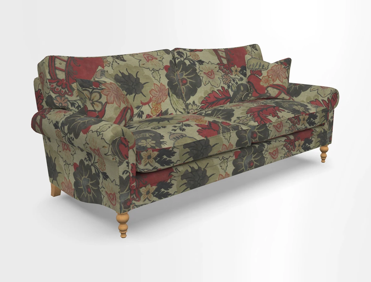 Aldingbourne 3 seater sofa in Grain Sack Stripe Linen Red