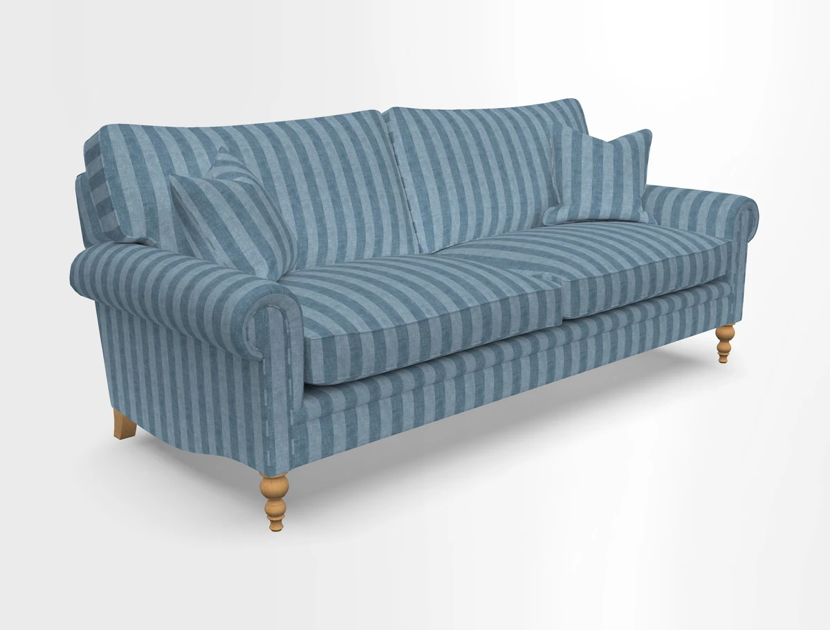 Aldingbourne 3 seater sofa in Grain Sack Stripe Linen Red
