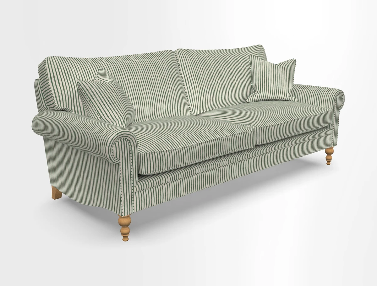 Aldingbourne 3 seater sofa in Grain Sack Stripe Linen Red