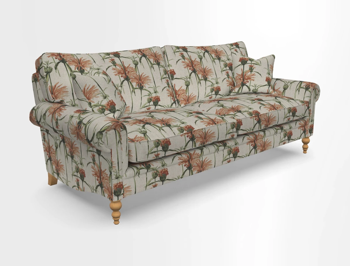 Aldingbourne 3 seater sofa in Grain Sack Stripe Linen Red
