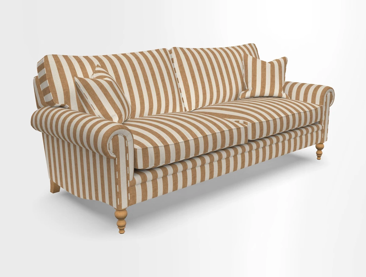 Aldingbourne 3 seater sofa in Grain Sack Stripe Linen Red
