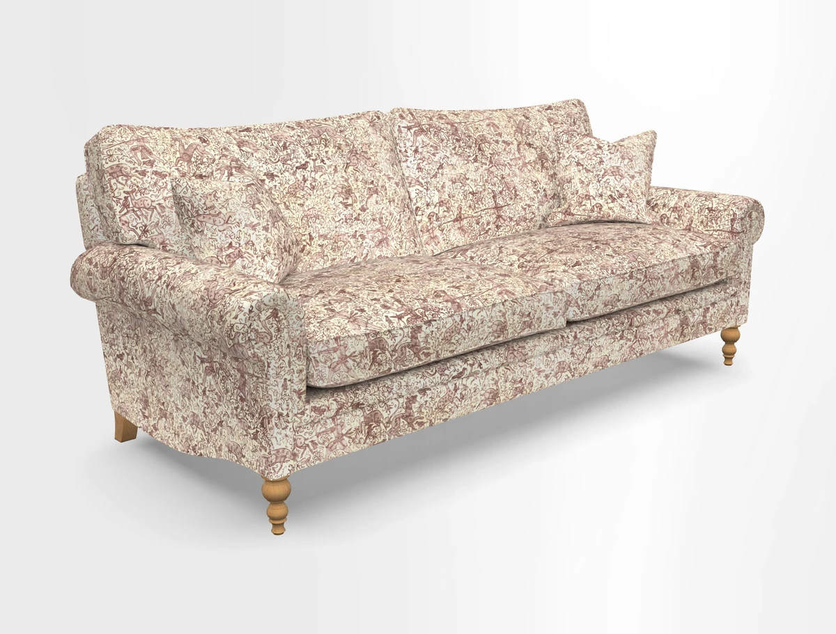 Aldingbourne 3 seater sofa in Grain Sack Stripe Linen Red