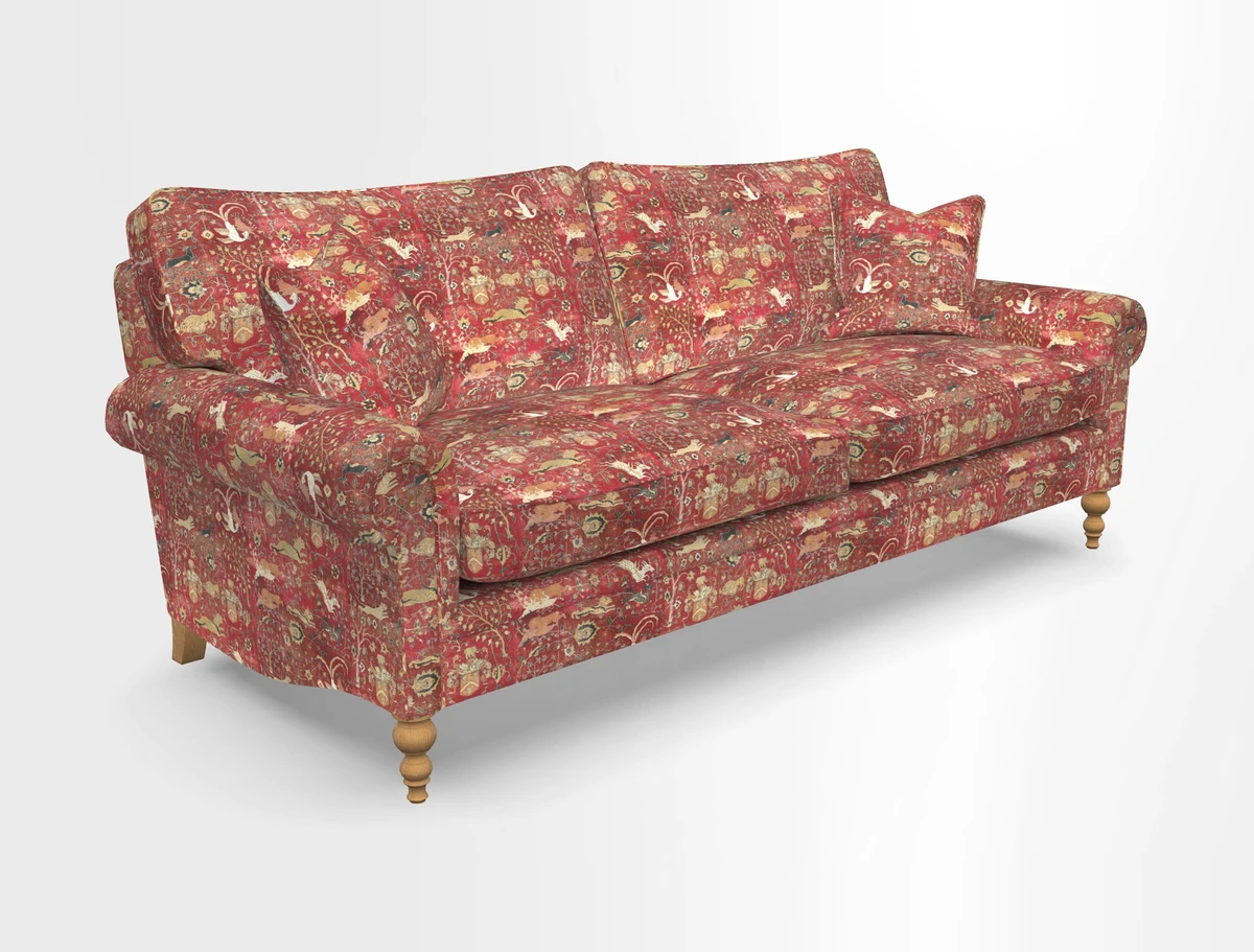 Aldingbourne 3 seater sofa in Grain Sack Stripe Linen Red
