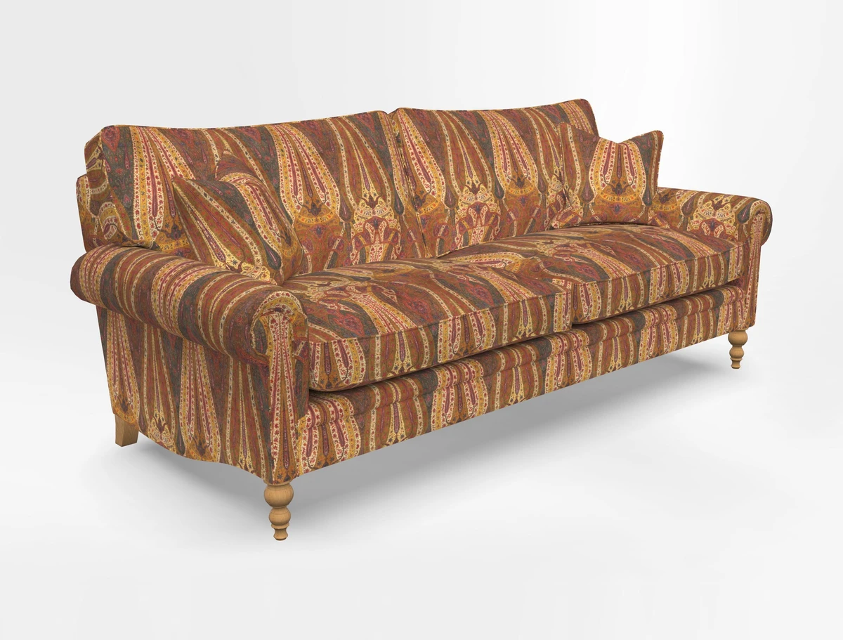 Aldingbourne 3 seater sofa in Grain Sack Stripe Linen Red