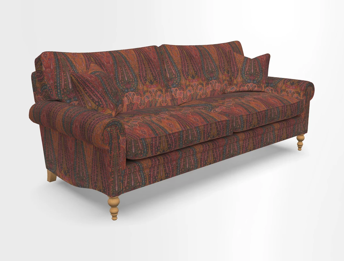 Aldingbourne 3 seater sofa in Grain Sack Stripe Linen Red
