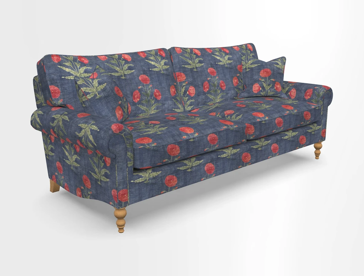 Aldingbourne 3 seater sofa in Grain Sack Stripe Linen Red