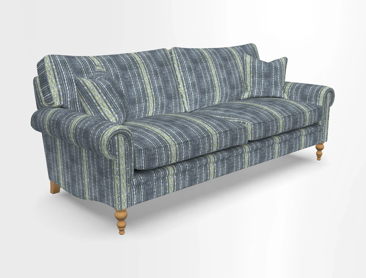 Aldingbourne 3 seater sofa in Grain Sack Stripe Linen Red