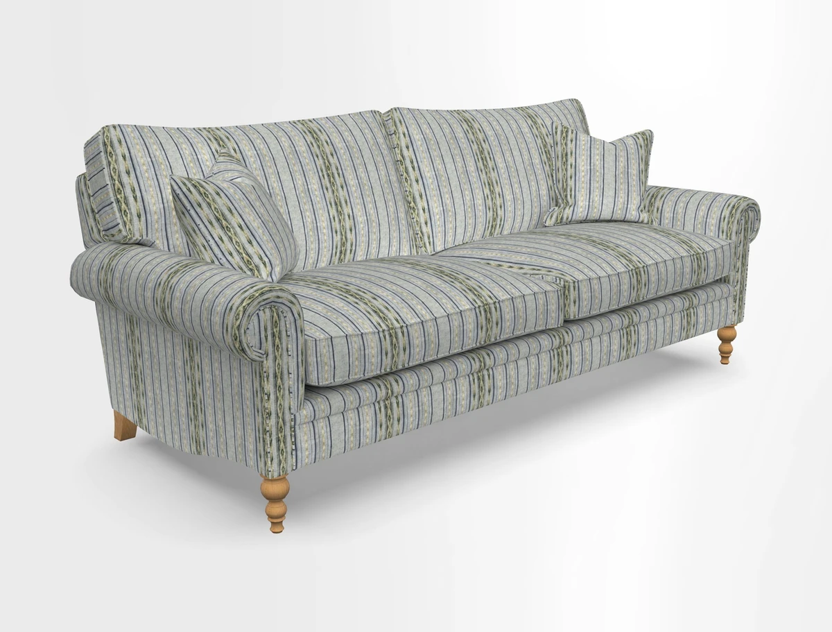 Aldingbourne 3 seater sofa in Grain Sack Stripe Linen Red