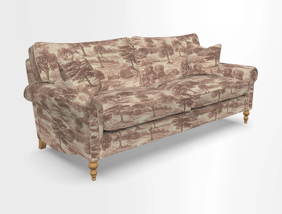 Aldingbourne 3 seater sofa in Grain Sack Stripe Linen Red