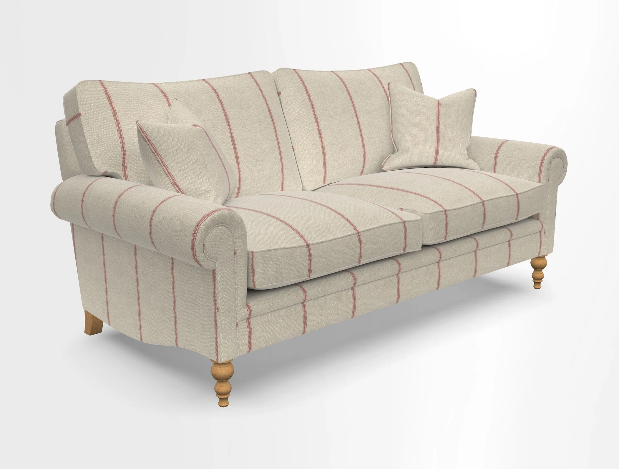 Aldingbourne 3 seater sofa in Grain Sack Stripe Linen Red
