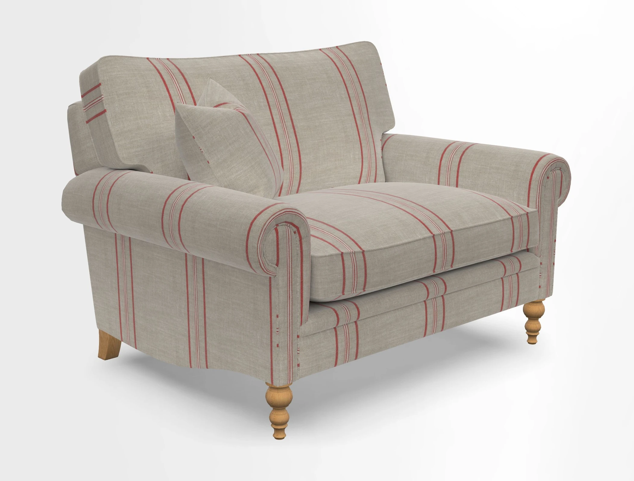 Aldingbourne 3 seater sofa in Grain Sack Stripe Linen Red
