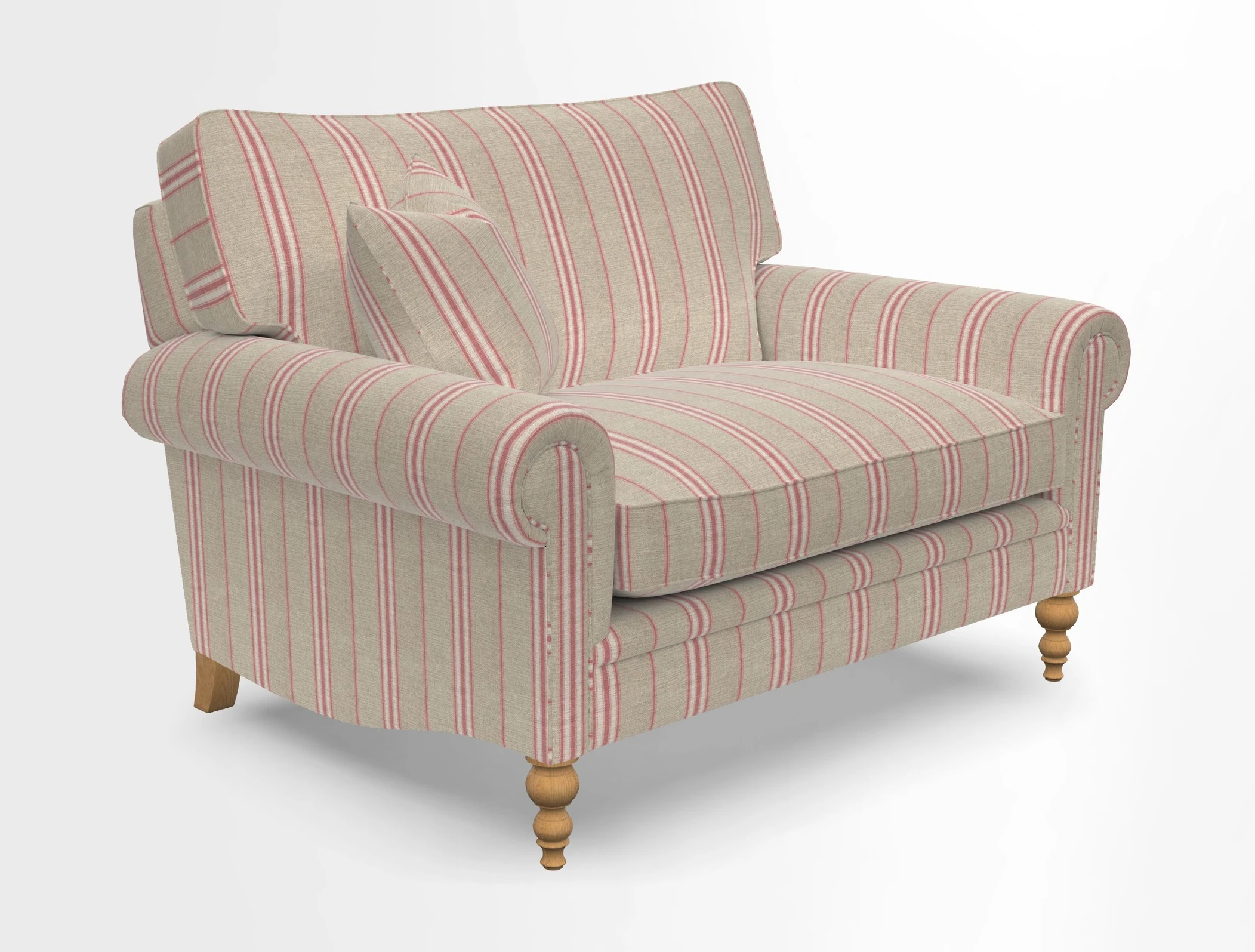 Aldingbourne 3 seater sofa in Grain Sack Stripe Linen Red
