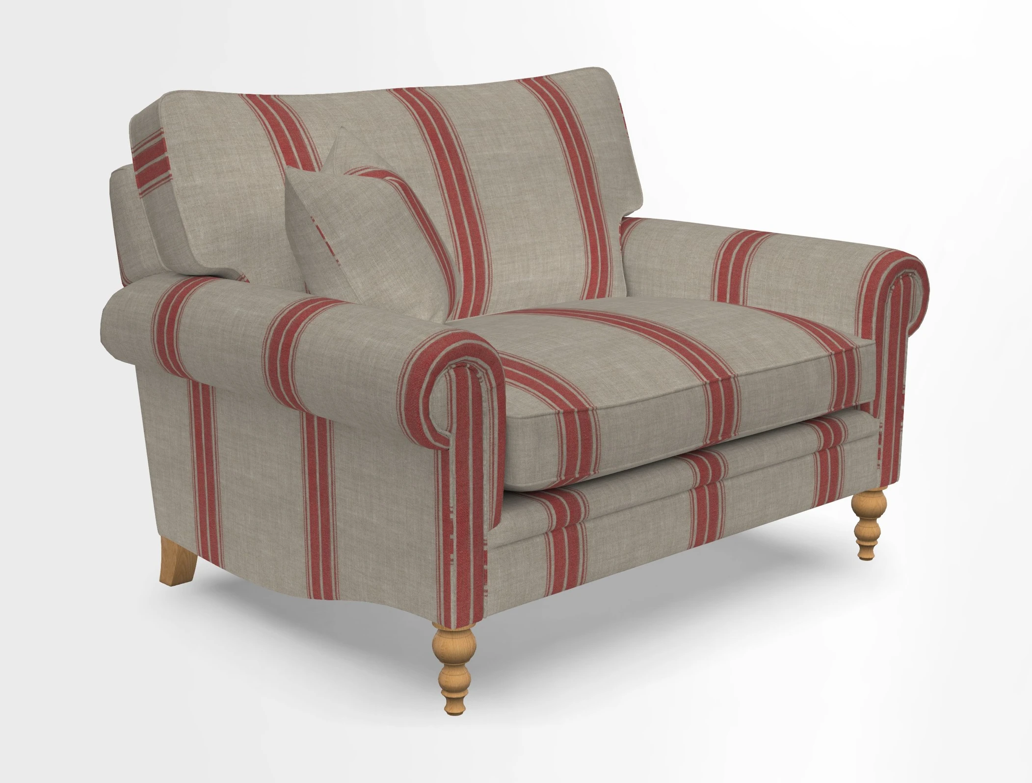 Aldingbourne 3 seater sofa in Grain Sack Stripe Linen Red