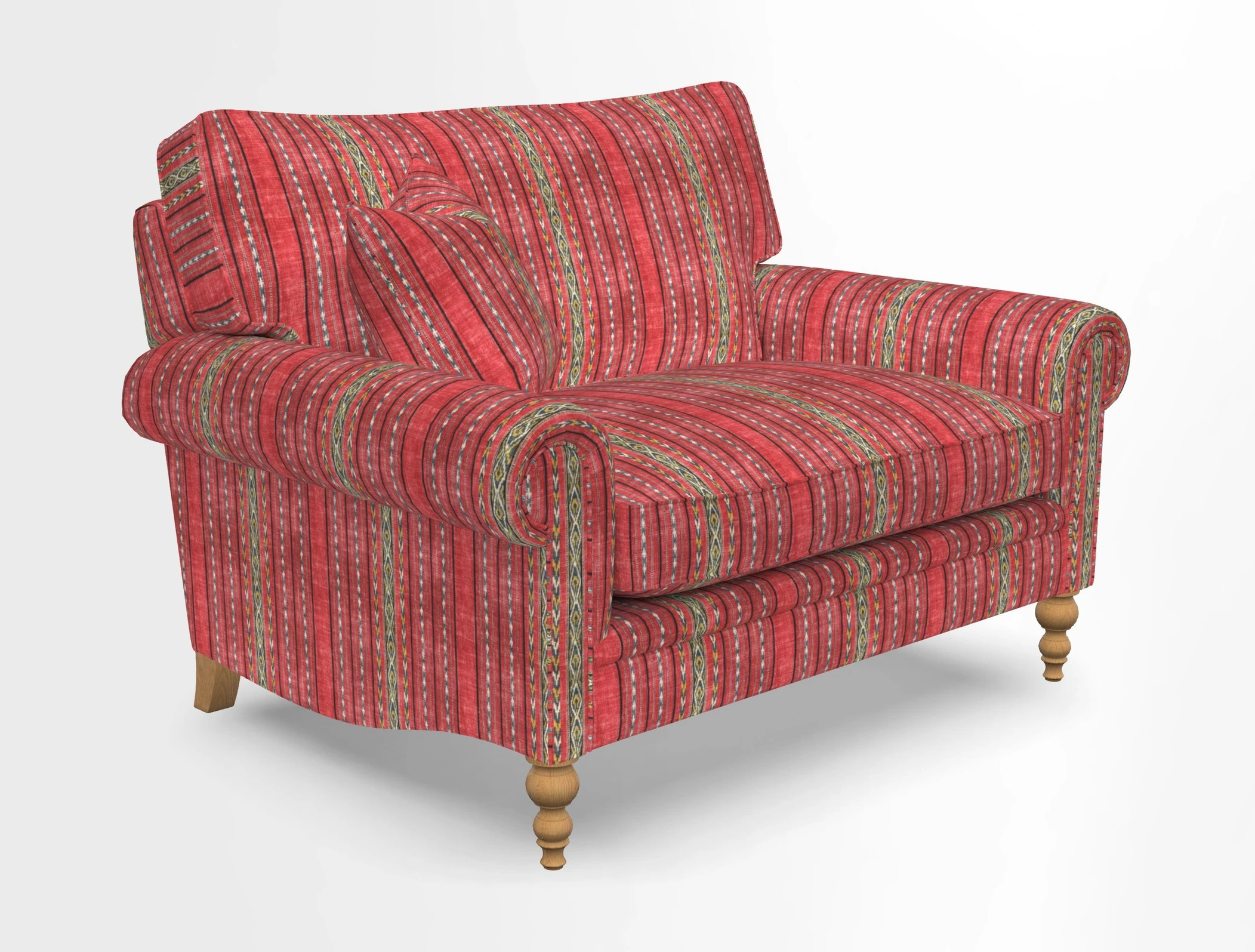 Aldingbourne 3 seater sofa in Grain Sack Stripe Linen Red