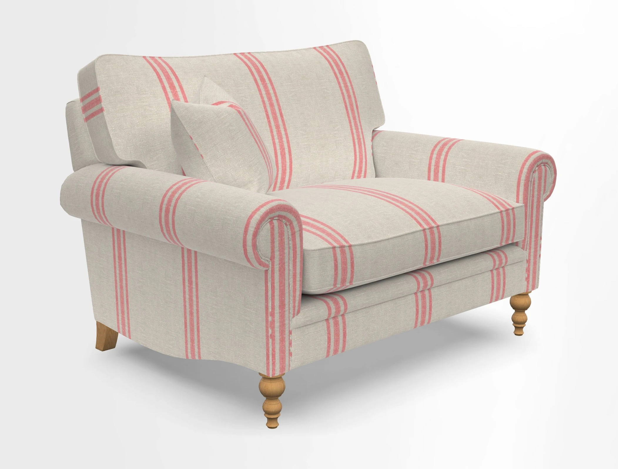 Aldingbourne 3 seater sofa in Grain Sack Stripe Linen Red