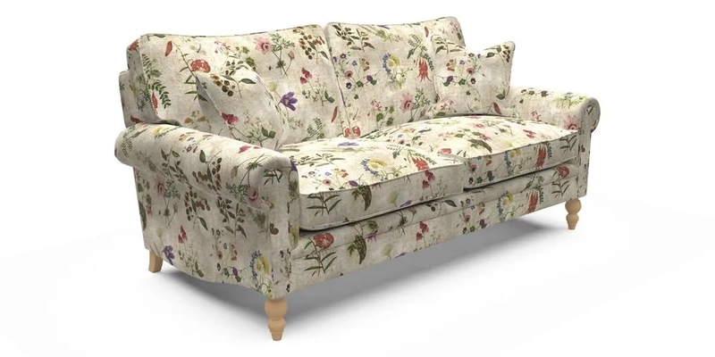 Aldingbourne 4 Seater Sofa in RHS Etta's Bouquet Alba Truffle