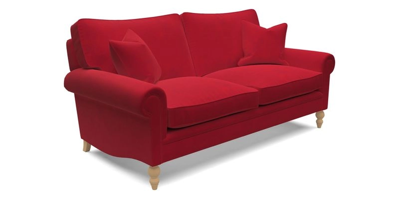 Aldingbourne 3 seater sofa in Grain Sack Stripe Linen Red