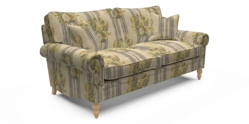 Aldingbourne 4 Seater Sofa in RHS Etta's Bouquet Alba Truffle