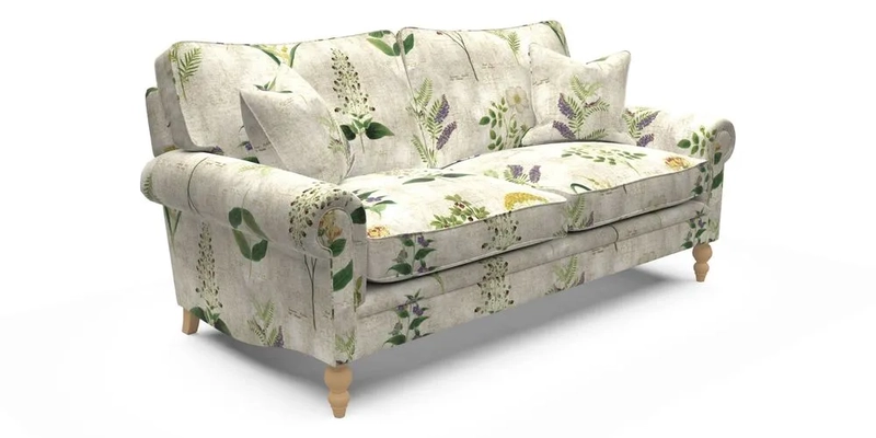 Aldingbourne 4 Seater Sofa in RHS Etta's Bouquet Alba Truffle