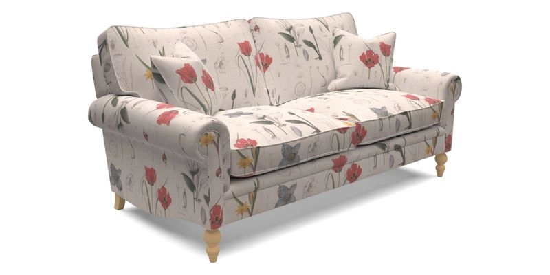 Aldingbourne 4 Seater Sofa in RHS Etta's Bouquet Alba Truffle