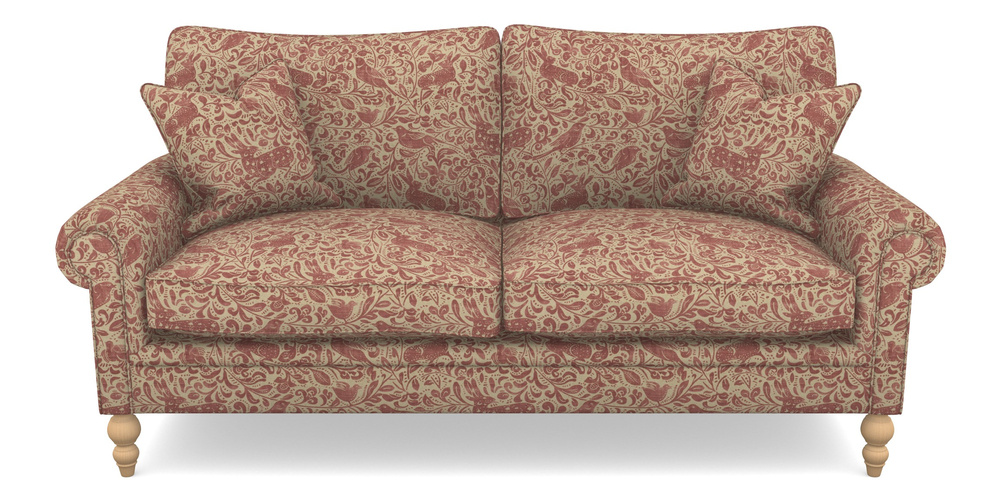 Product photograph of Aldingbourne 3 Seater Sofa In V A Drawn From Nature - Bird And Rabbit - Red from Sofas and Stuff Limited