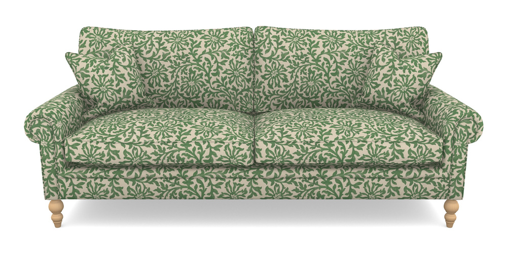 Product photograph of Aldingbourne 4 Seater Sofa In V A Brompton Collection - Floral Scroll - Basil from Sofas and Stuff Limited