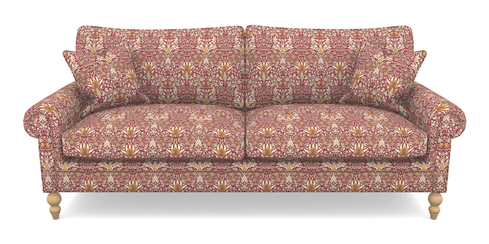 Product photograph of Aldingbourne 4 Seater Sofa In William Morris Collection - Snakeshead - Claret Gold from Sofas and Stuff Limited