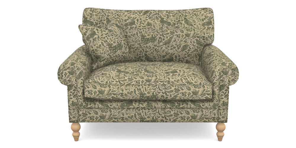 Product photograph of Aldingbourne Snuggler In V A Drawn From Nature - Bird And Rabbit - Dark Green from Sofas and Stuff Limited