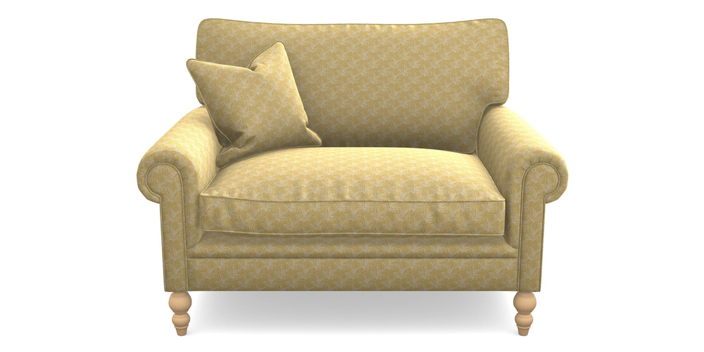 Product photograph of Aldingbourne Snuggler In Cloth 21 - Decorative Leaf - Canary from Sofas and Stuff Limited