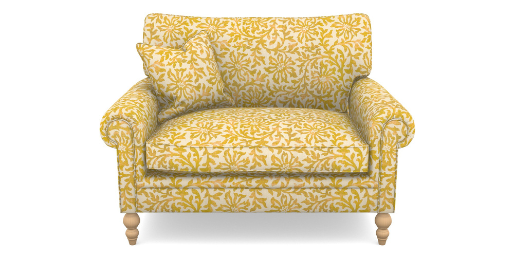 Product photograph of Aldingbourne Snuggler In V A Brompton Collection - Floral Scroll - Corn from Sofas and Stuff Limited