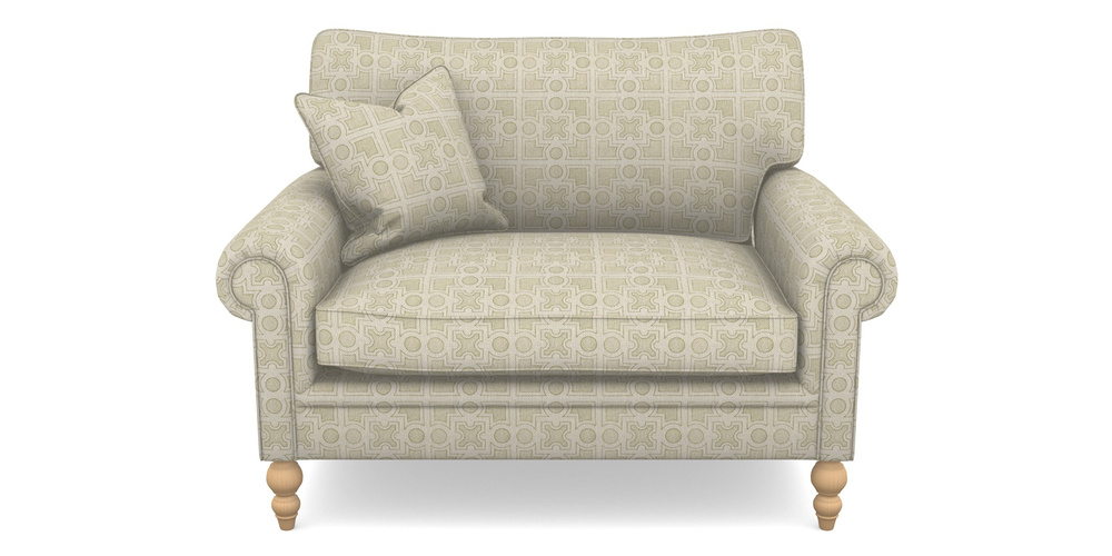 Product photograph of Aldingbourne Snuggler In Rhs Collection - Small Knot Garden Cotton Weave - Olive from Sofas and Stuff Limited