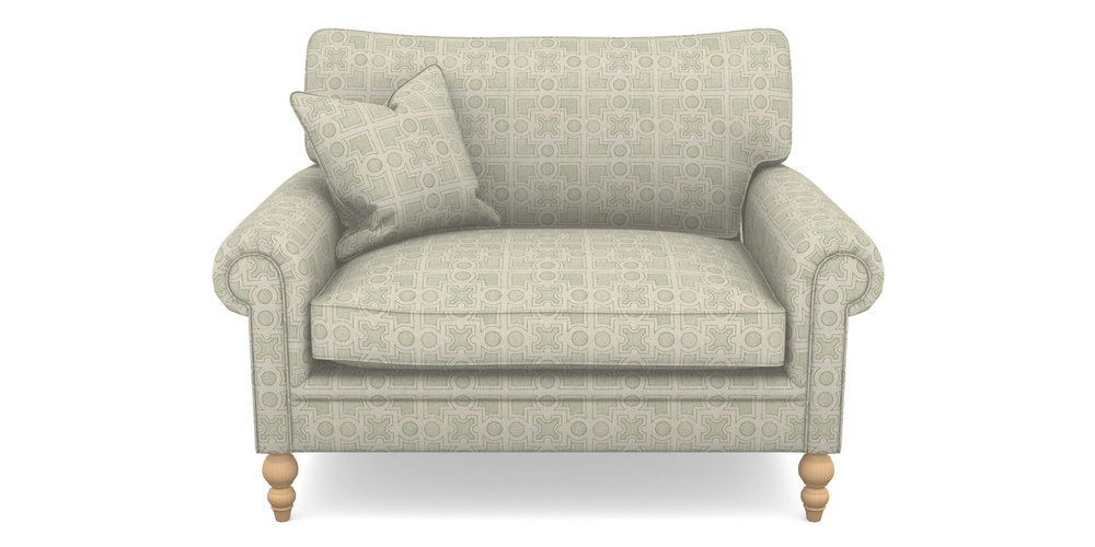 Product photograph of Aldingbourne Snuggler In Rhs Collection - Small Knot Garden Cotton Weave - Pistachio from Sofas and Stuff Limited