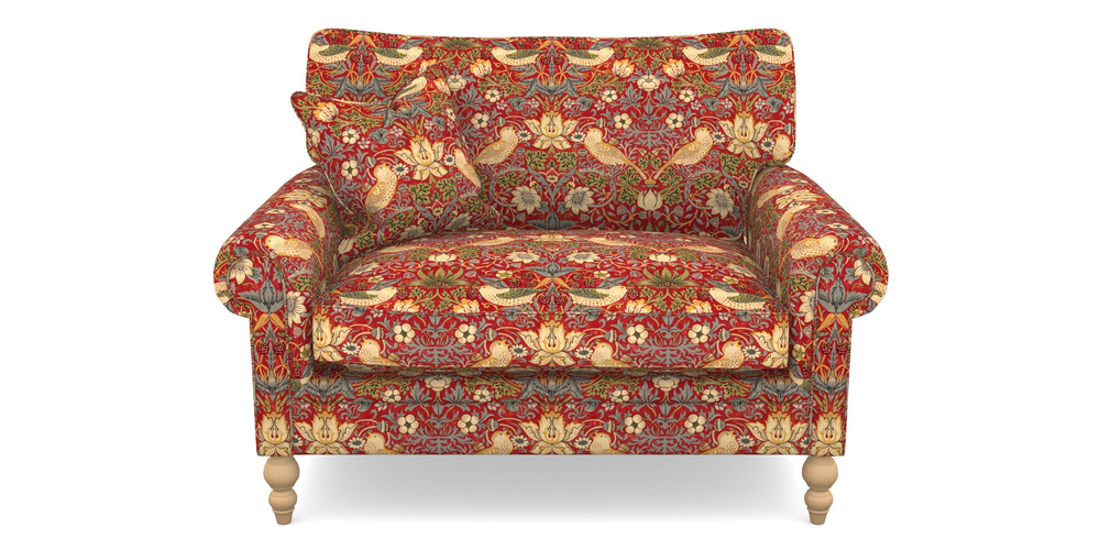 Product photograph of Aldingbourne Snuggler In William Morris Collection - Strawberry Thief - Crimson Slate from Sofas and Stuff Limited